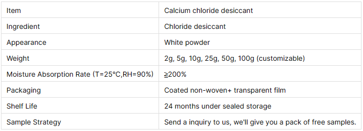 calcium chloride desiccant