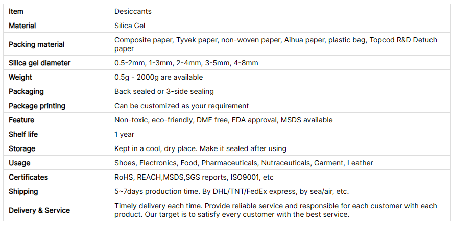 Silicone desiccant