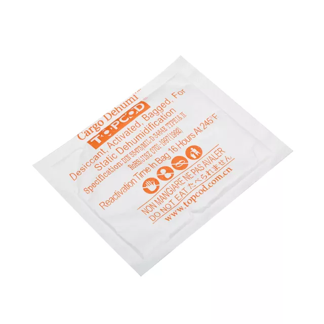 Topcod activated cargo desiccant bag for moisture control in food, pharmaceutical and electronics industries