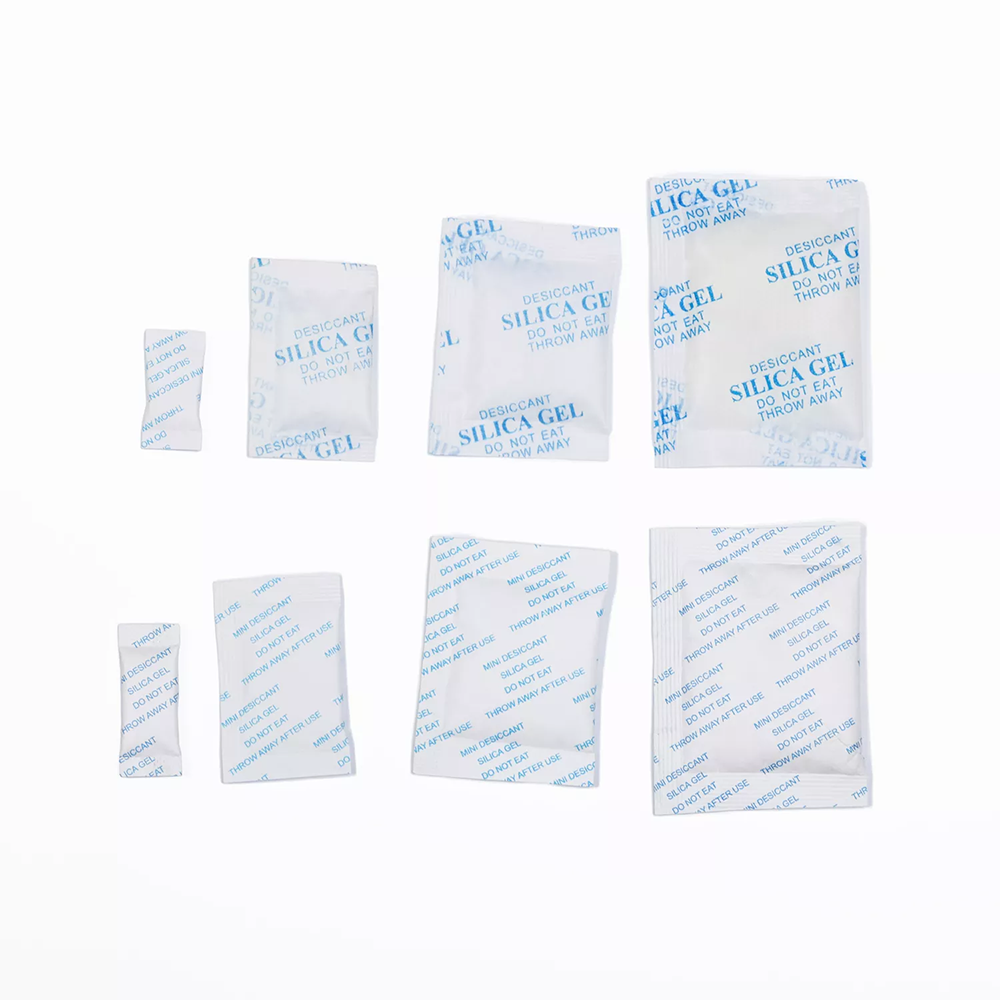 Various sizes of silica gel desiccant bags with high moisture absorption capacity