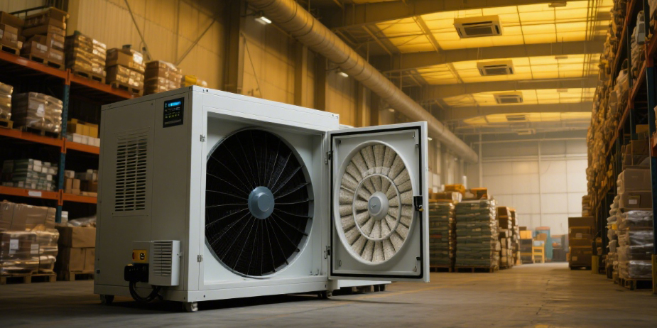 Industrial dehumidifier for warehouse moisture control